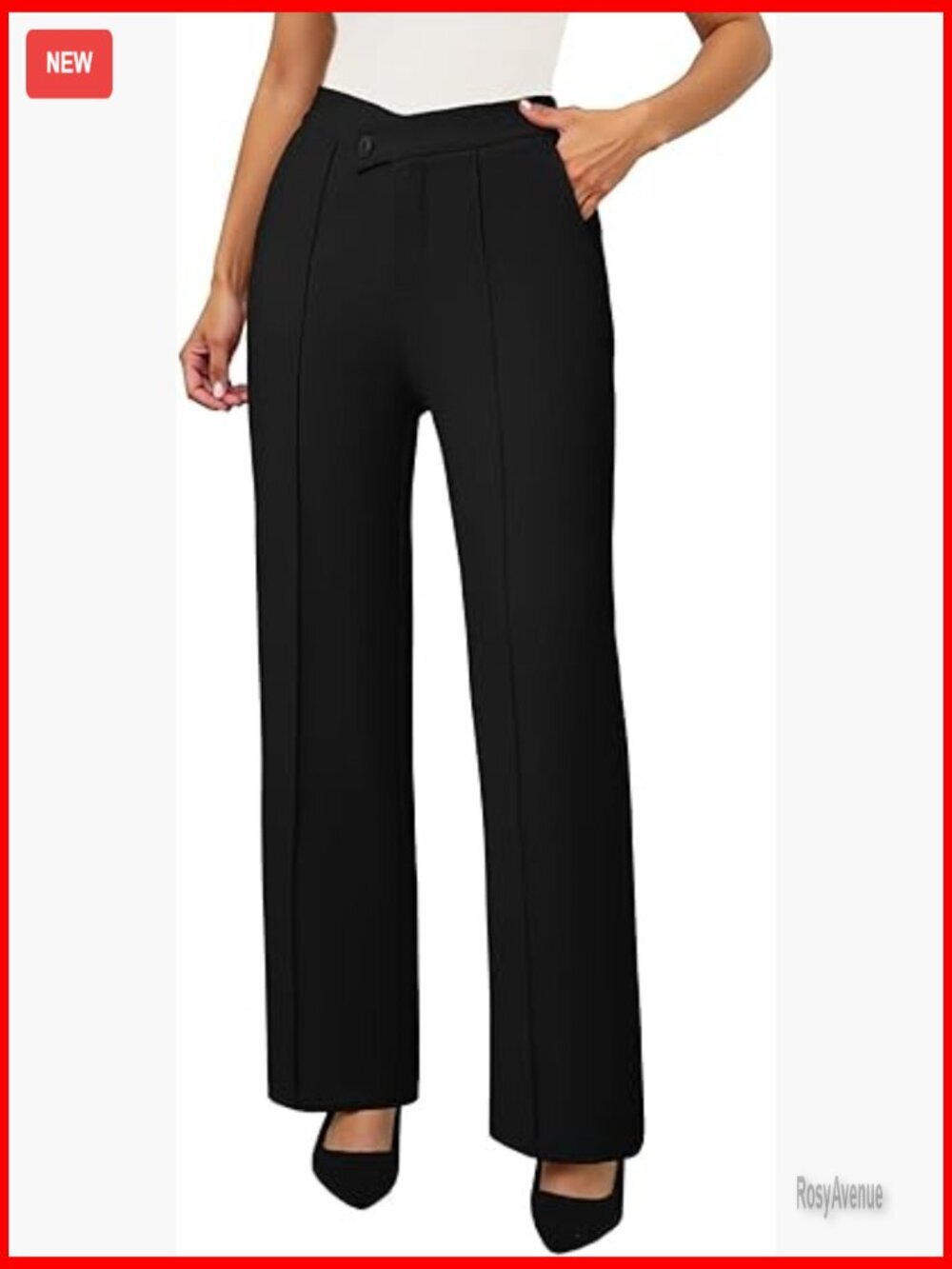 High Waist Crossover Dressy Pants Pull On Trousers Business Casual Work Slacks